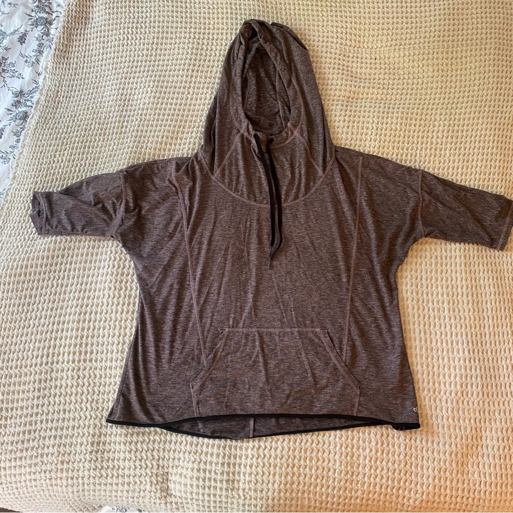 Maurice’s In Motion dark purple hooded cowl neck workout top size XL
